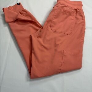 Orange Cargo Pants with Elastic Waistband and Relaxed Fit